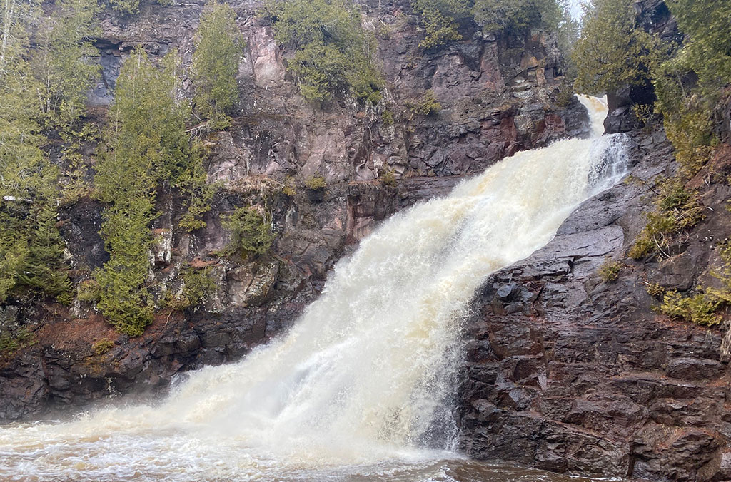 Caribou Falls, a beautiful waterfall, along the North Shore of Lake Superior.